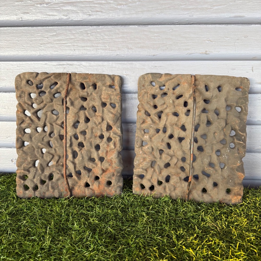 Vtg Jenn Air Range 2 Cast-Iron Lava Rock Grill Plates Grates With‎ Handle